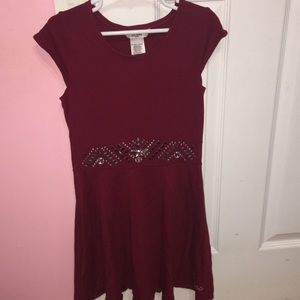 Cute maroon/red dress with gems around the waist